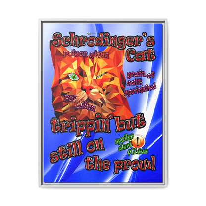schrodinger's cat - framed canvas art (blue-white wave)