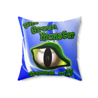 green monster - Faux Suede Square Pillow - (blue-white wave)