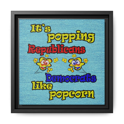 popping like popcorn - framed canvas art (faded dark blue)