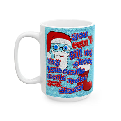 santa's shoes - White Mug (faded dark blue)