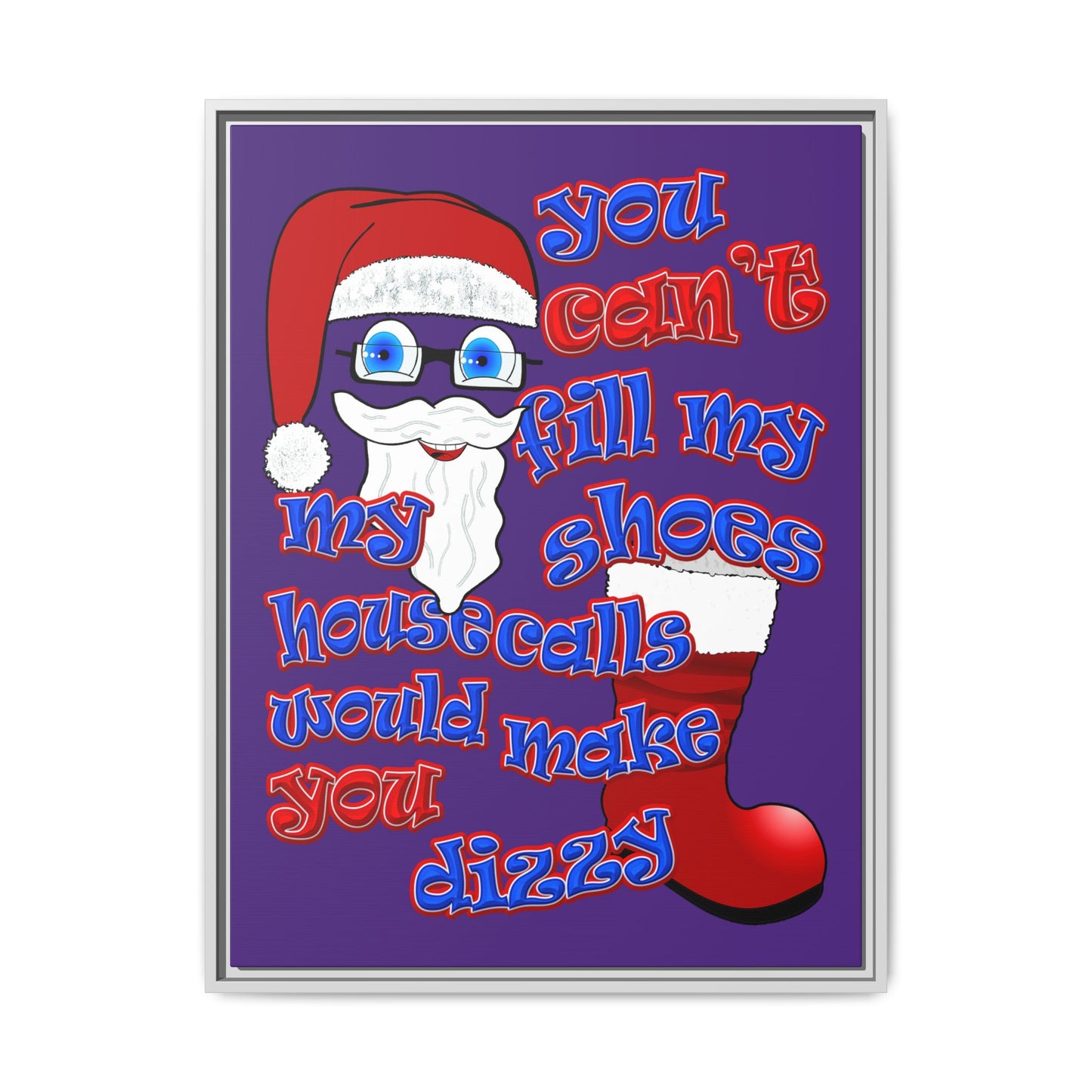 santa's shoes - framed canvas art (purple)