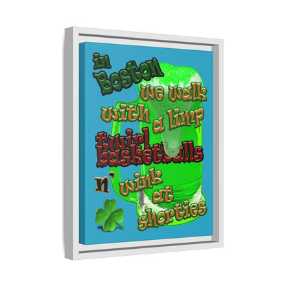 celtics logo - framed canvas art (turquoise)