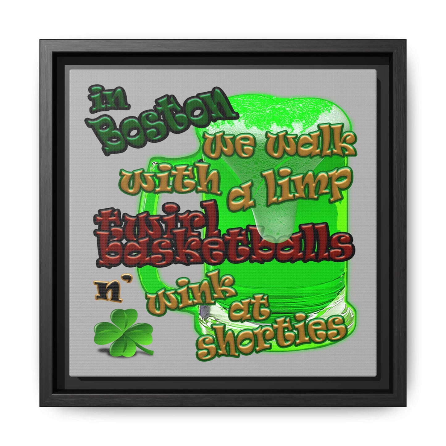 celtics logo - framed canvas art (light grey)