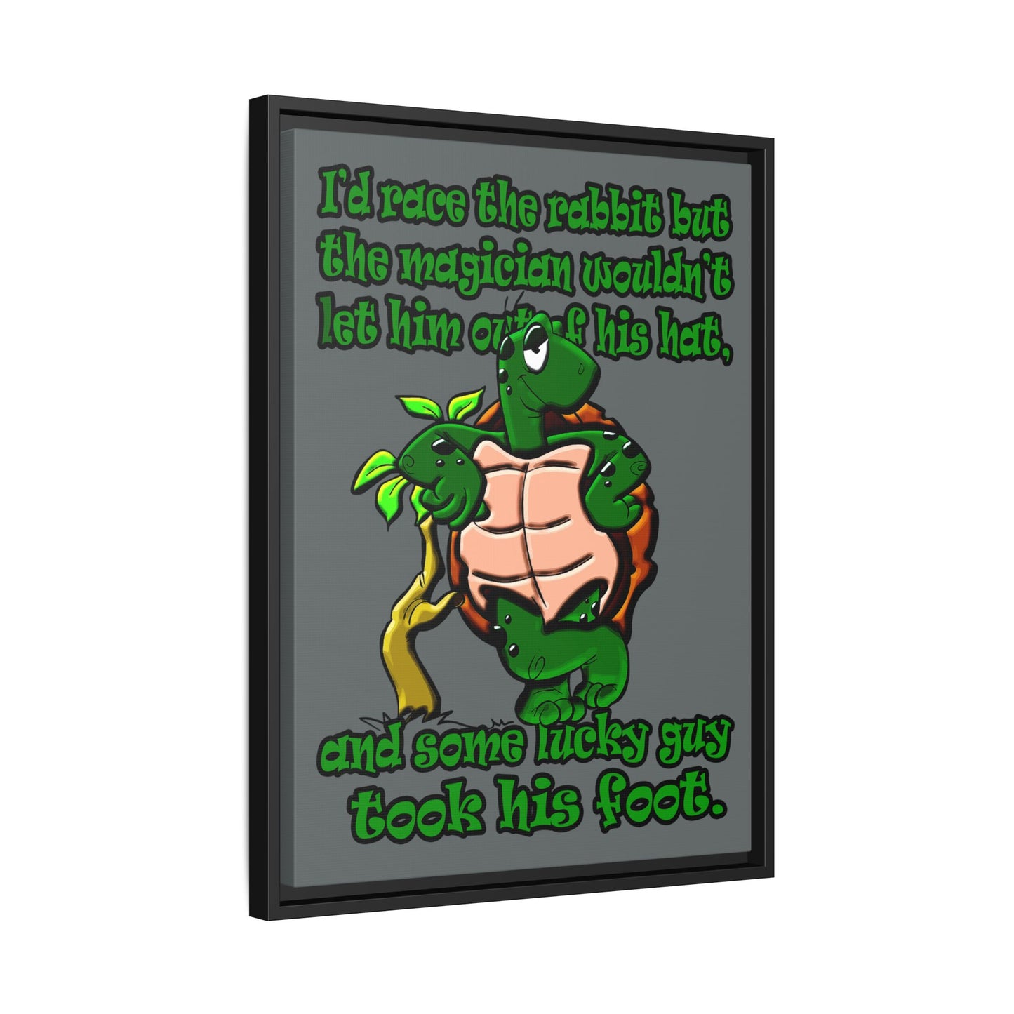 turtle race - framed canvas art (dark grey)