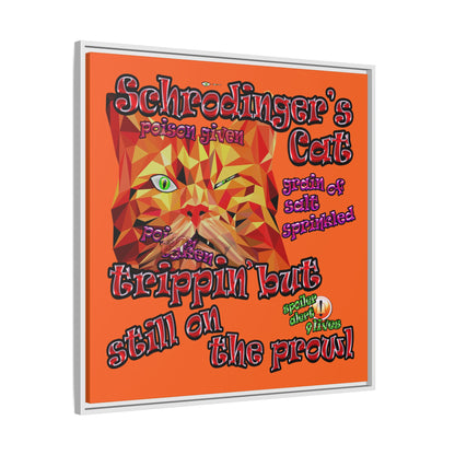 schrodinger's cat - framed canvas art (orange)