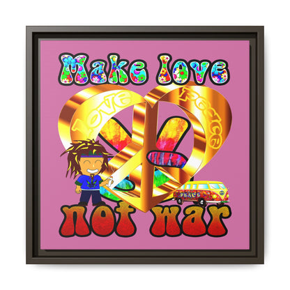 love peace - framed canvas art (light pink)