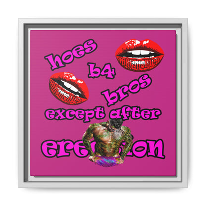 hoes b4 bros - framed canvas art (pink)