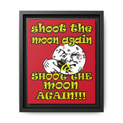 shoot the moon again - framed canvas art (dark red)
