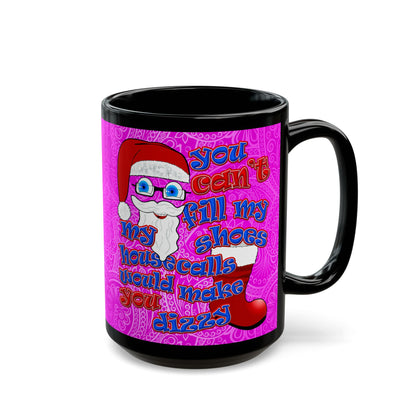 santa's shoes - Black Mug (pink swirl)
