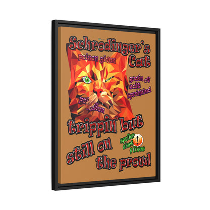 schrodinger's cat - framed canvas art (light brown)