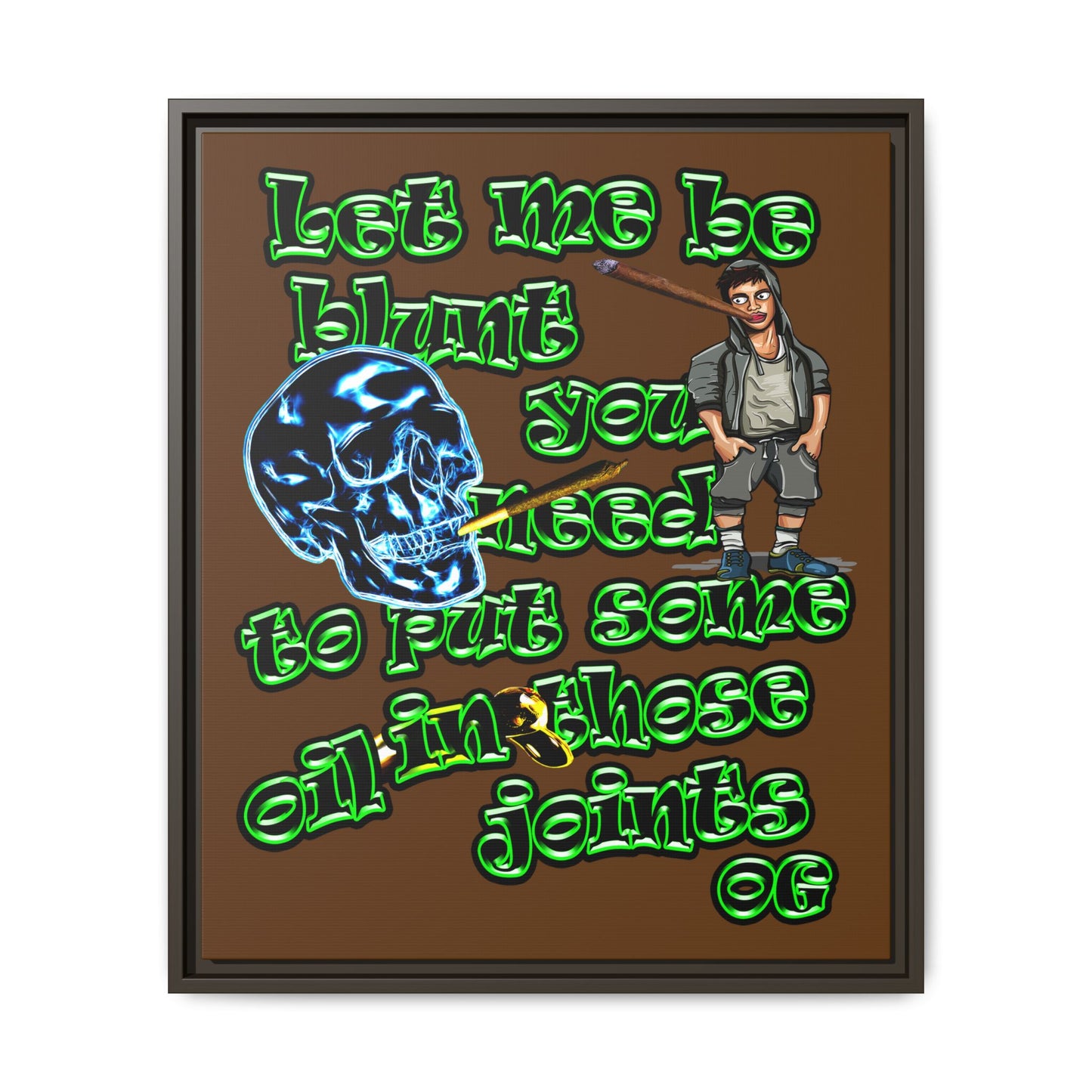 og - framed canvas art (brown)