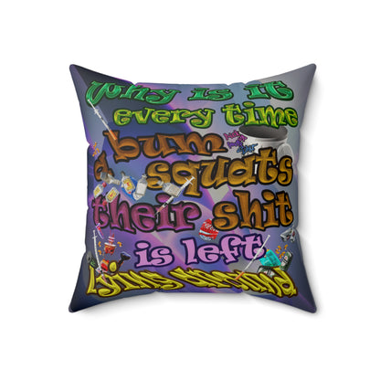 the bum's shit - Faux Suede Square Pillow - (grey-pink wave)