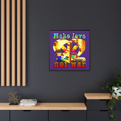love peace - framed canvas art (purple)