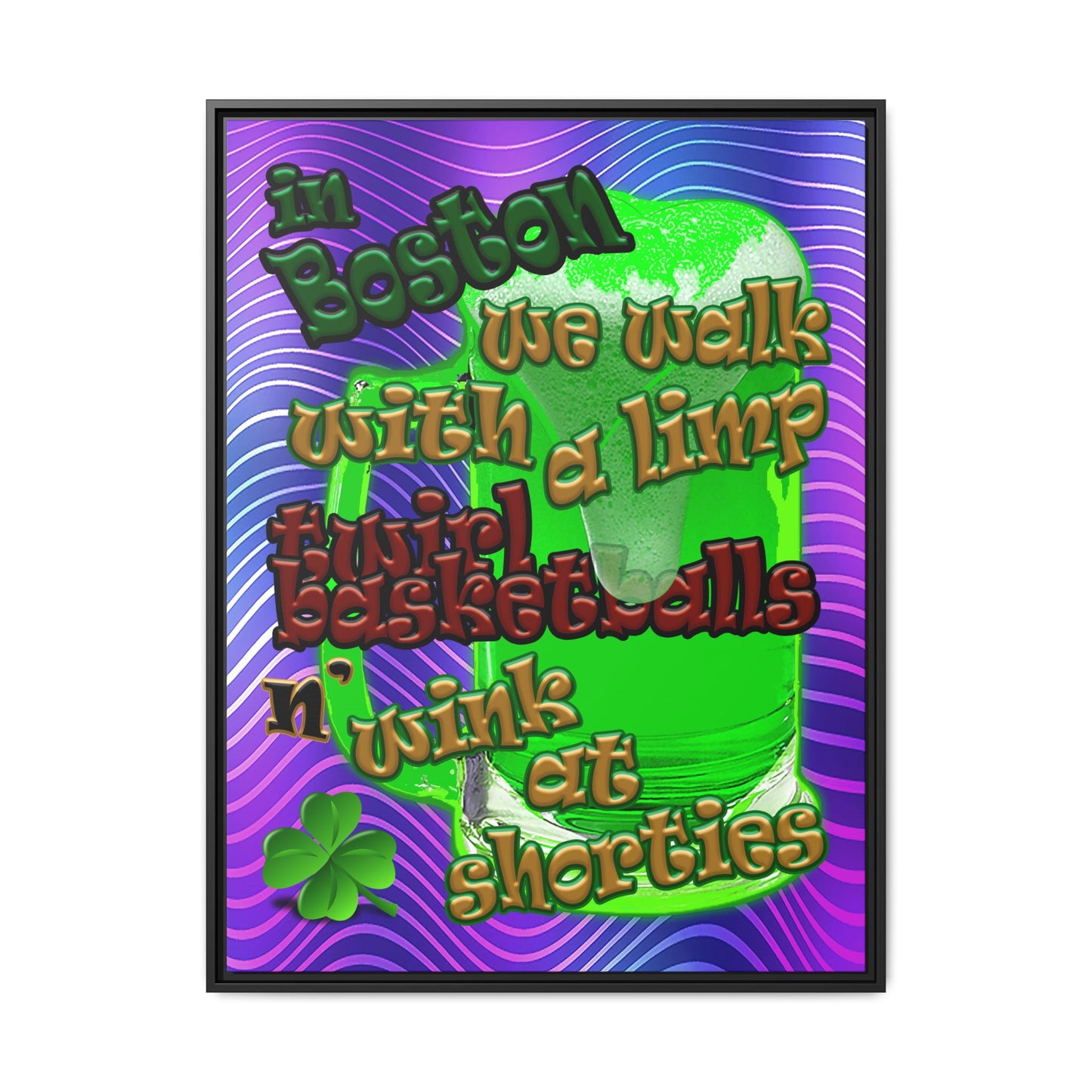 celtics logo - framed canvas art (purple wave)