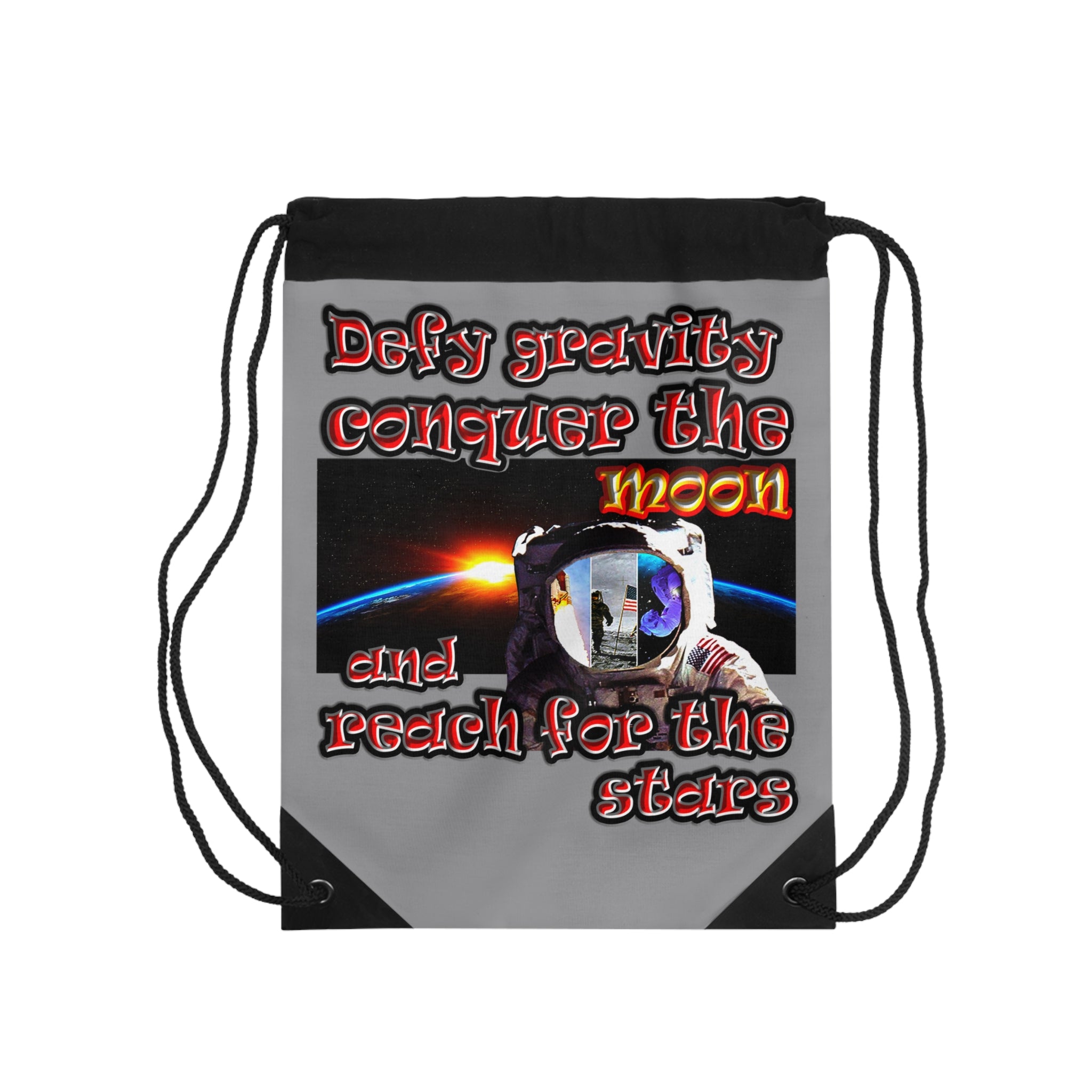 defy conquer reach - Drawstring Bag (grey)