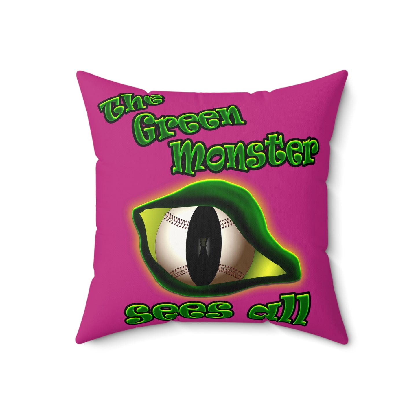 green monster - Faux Suede Square Pillow - (pink)