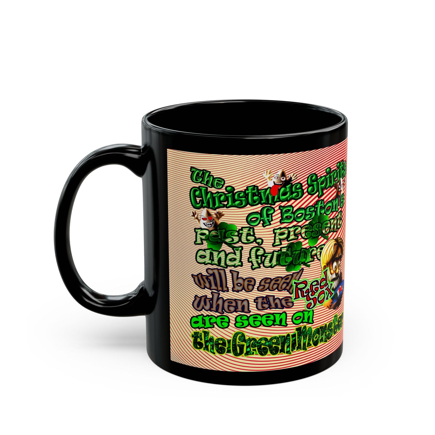 christmas spirits of boston - Black Mug (yellow-orange wave)