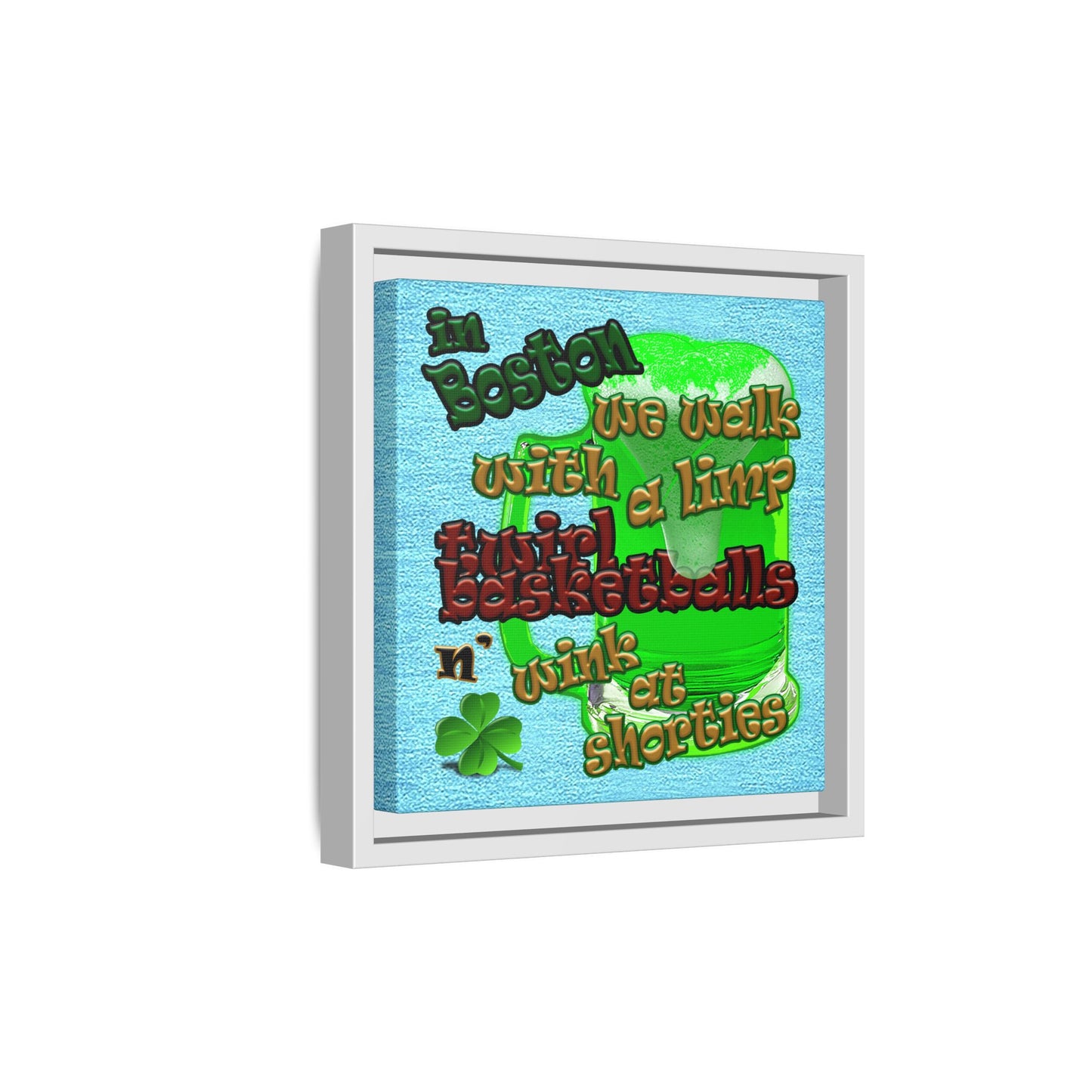 celtics logo - framed canvas art (faded blue)
