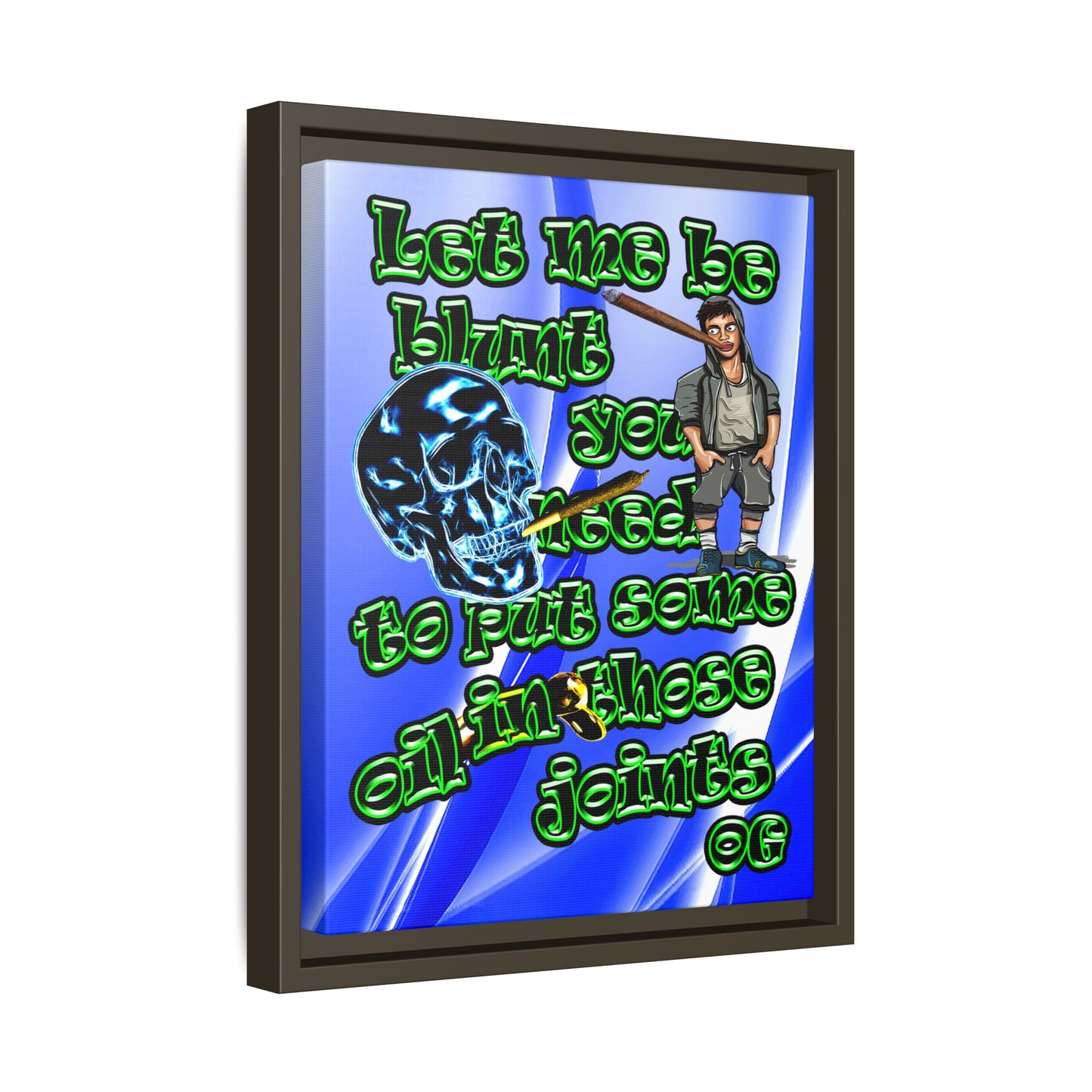 og - framed canvas art (blue-white wave)