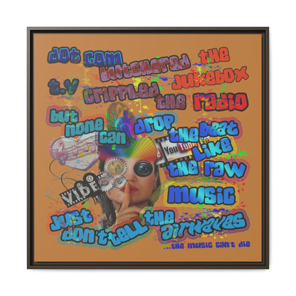 drop the beat - framed canvas art (light brown)