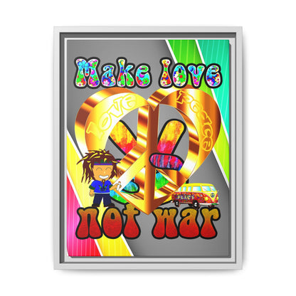 love peace - framed canvas art (rainbow split)