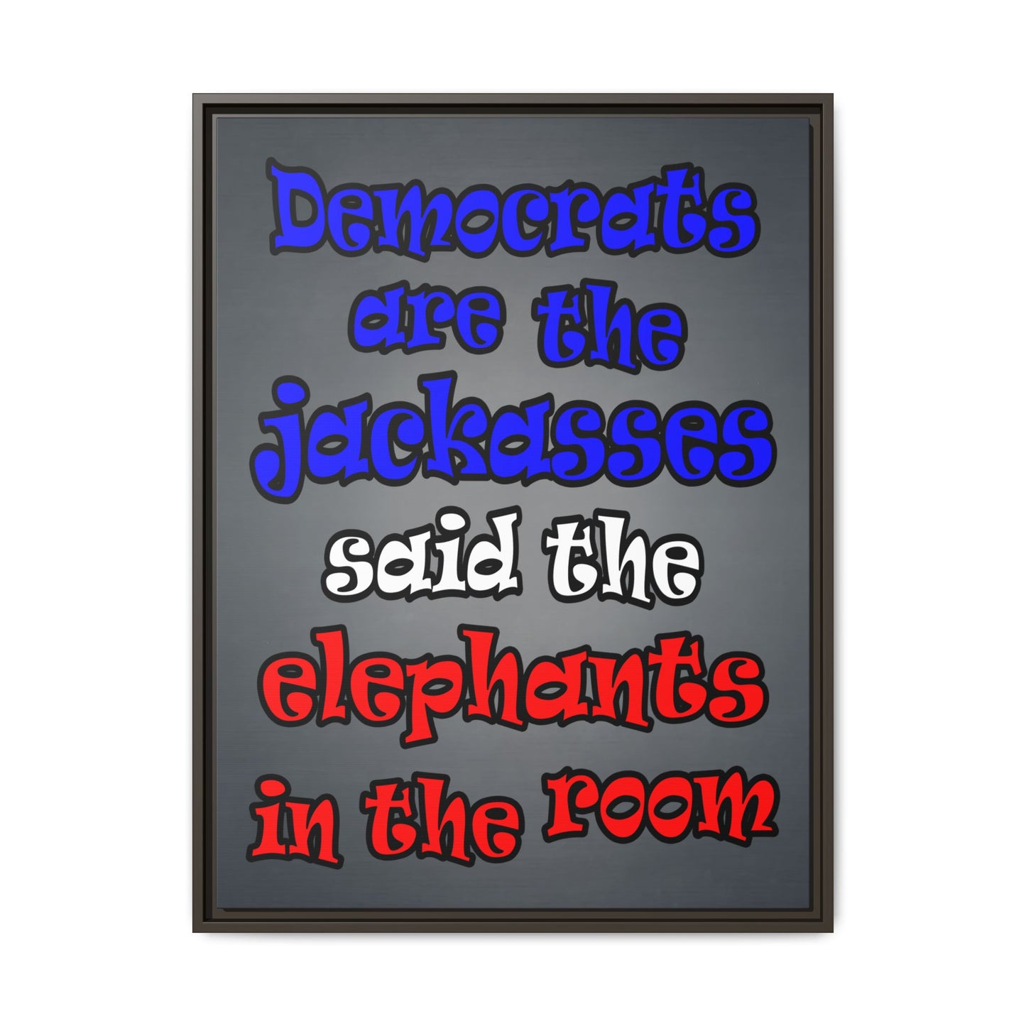 donkeys and elephants - framed canvas art (grey-light grey)