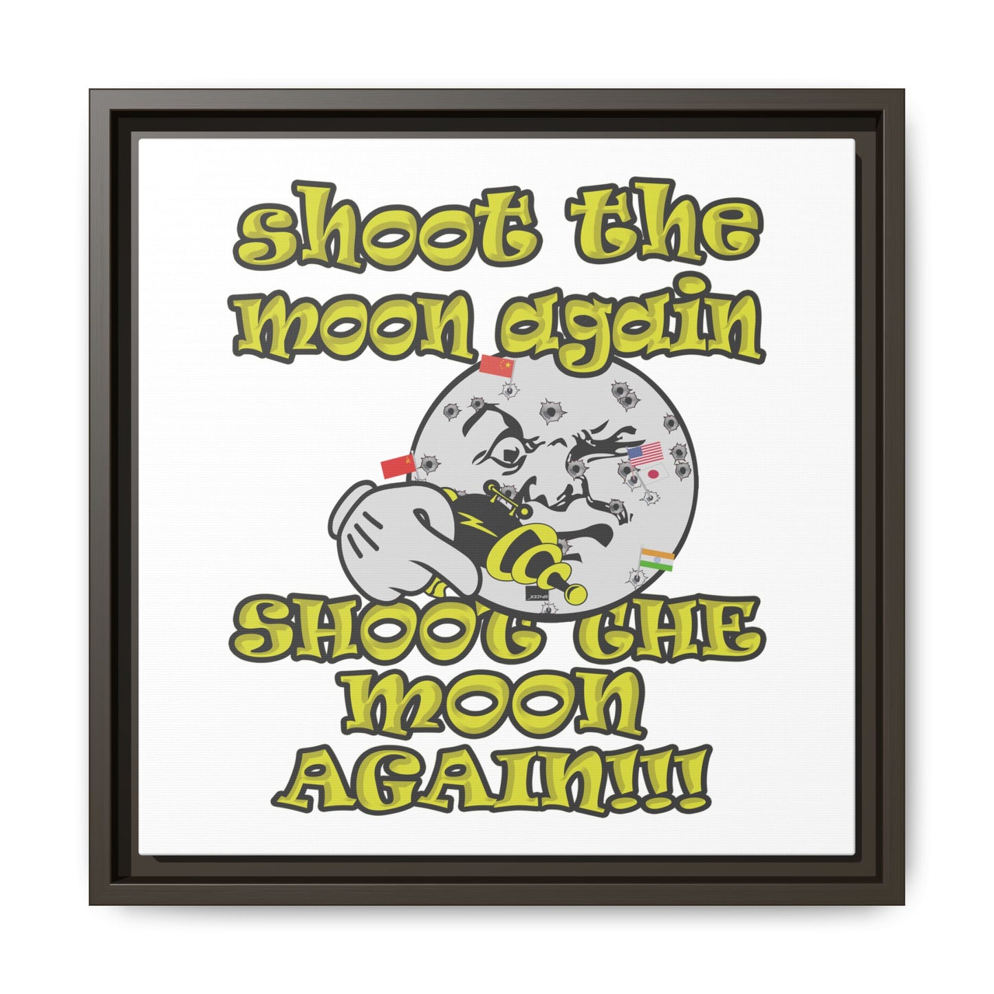 shoot the moon again - framed canvas art (white)