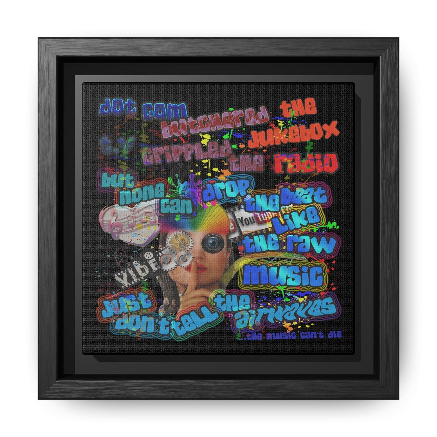 drop the beat - framed canvas art (black)