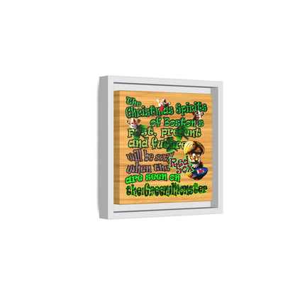 christmas spirits of boston - framed canvas art (butterscotch wood finish)