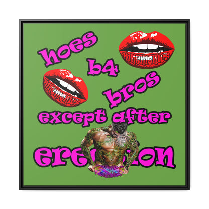 hoes b4 bros - framed canvas art (green)