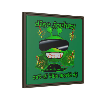 disc jockey - framed canvas art (dark green)