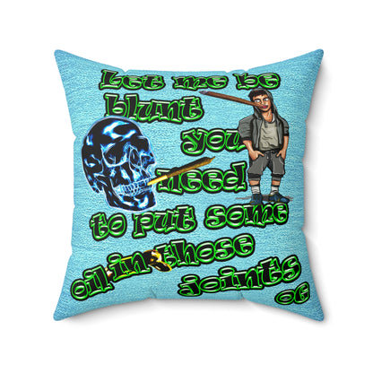 og - Faux Suede Square Pillow - (faded blue)