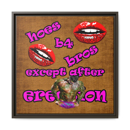 hoes b4 bros - framed canvas art (brown papyrus)