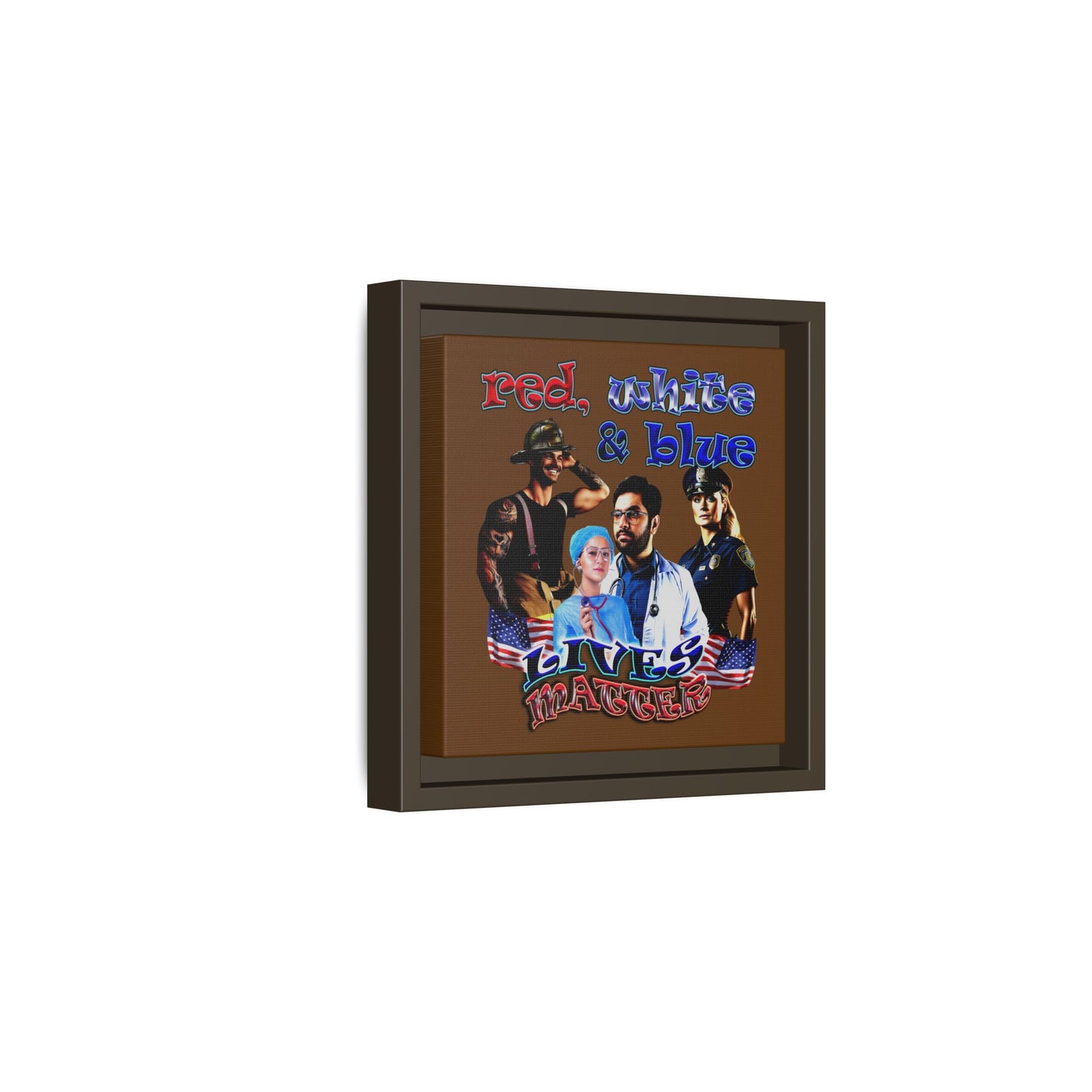 rw&b lives matter - framed canvas art (brown)