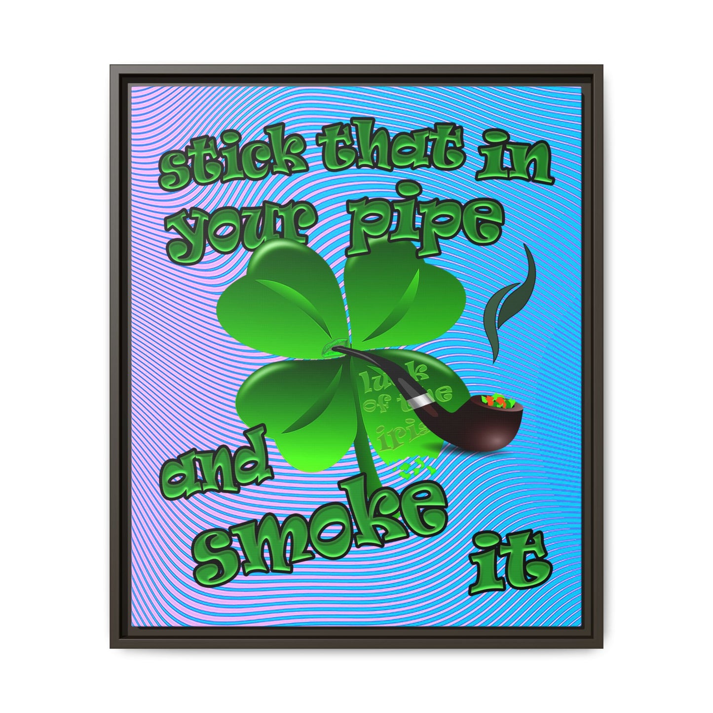 stick that in your pipe and smoke it - framed canvas art (light blue-purple wave)