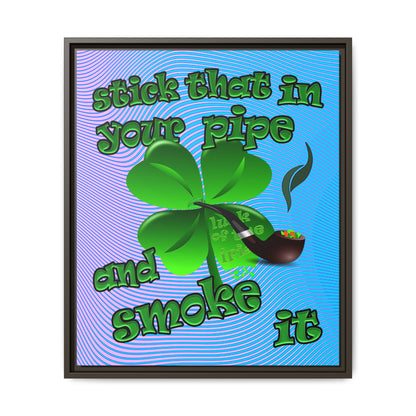 stick that in your pipe and smoke it - framed canvas art (light blue-purple wave)