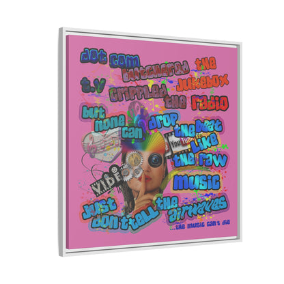 drop the beat - framed canvas art (light pink)