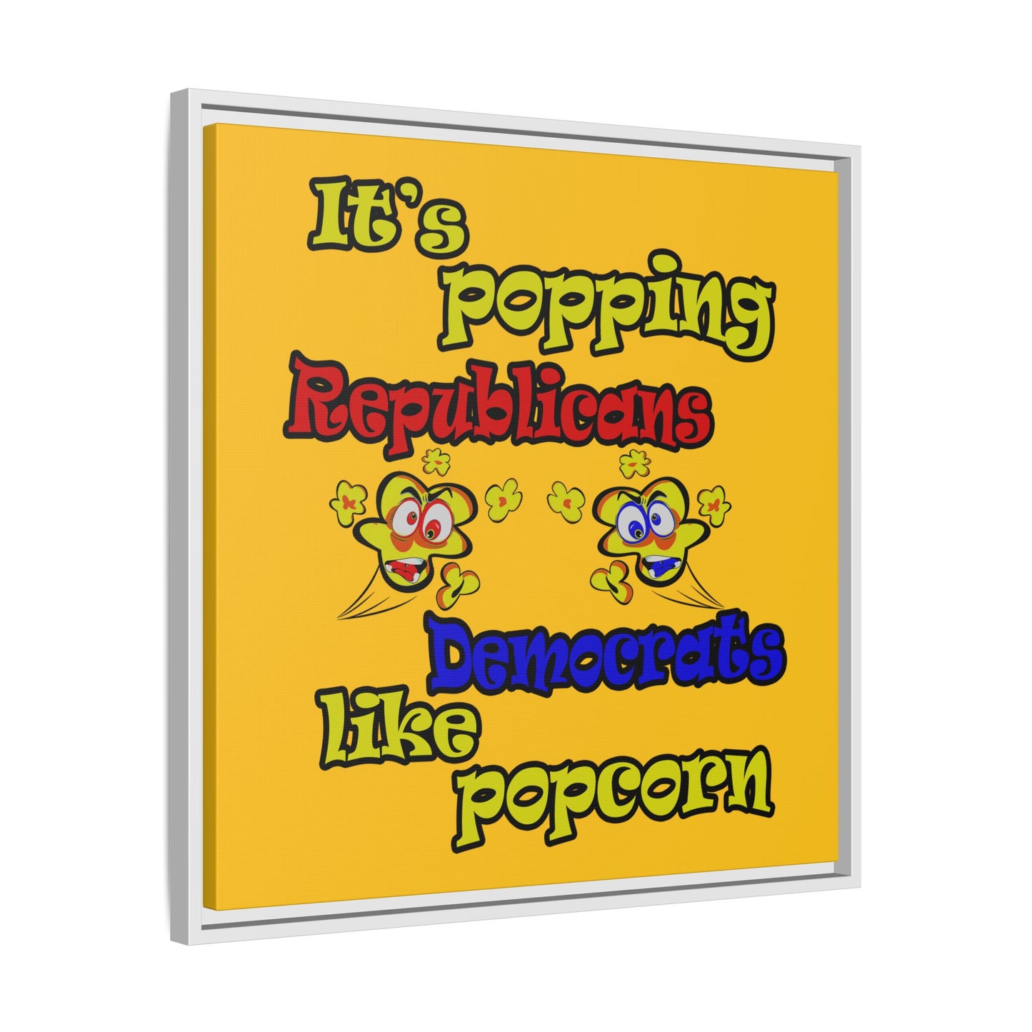 popping like popcorn - framed canvas art (yellow)