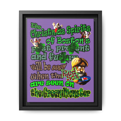 christmas spirits of boston - framed canvas art (light purple)