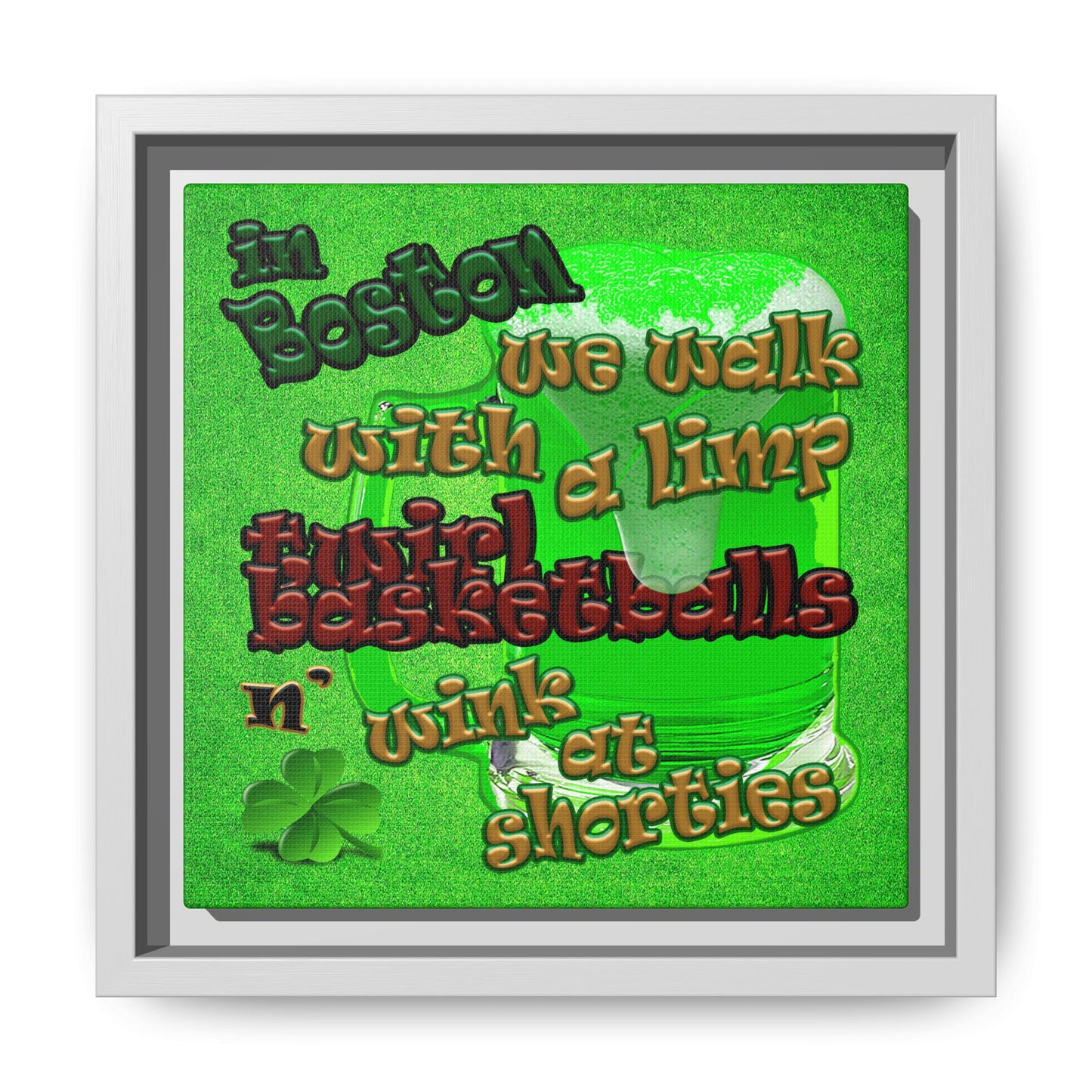 celtics logo - framed canvas art (green turf)