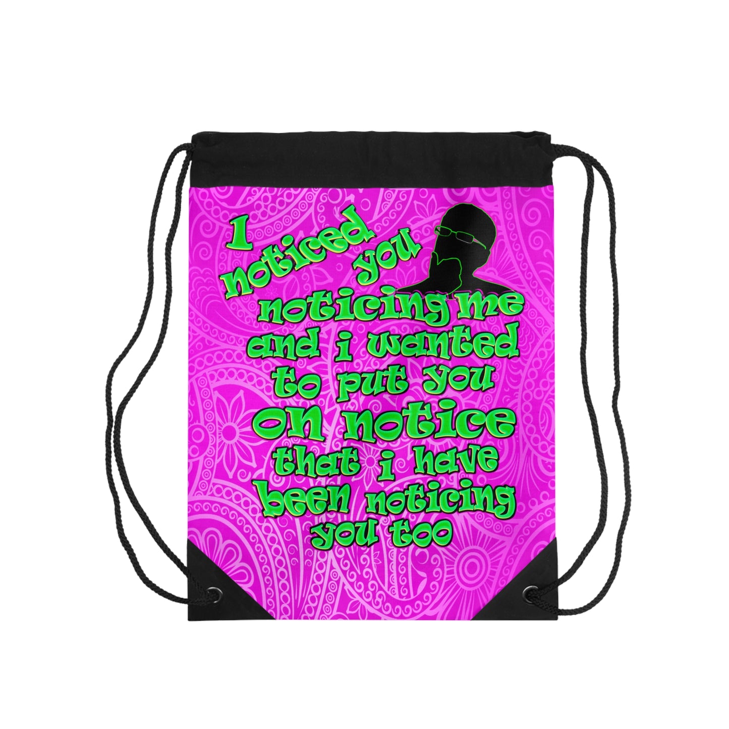 noticed you noticing - Drawstring Bag (pink swirl)