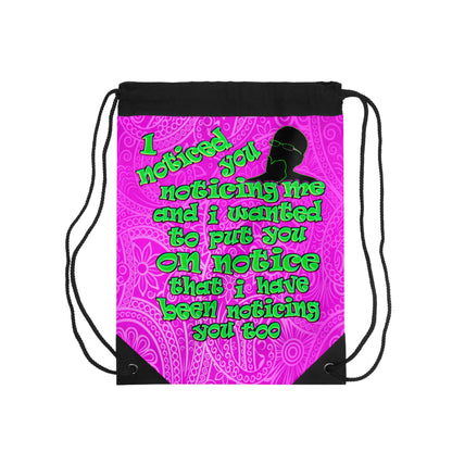 noticed you noticing - Drawstring Bag (pink swirl)