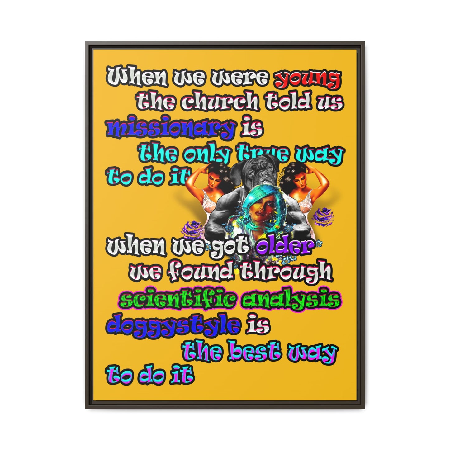 doggystyle - framed canvas art (yellow)