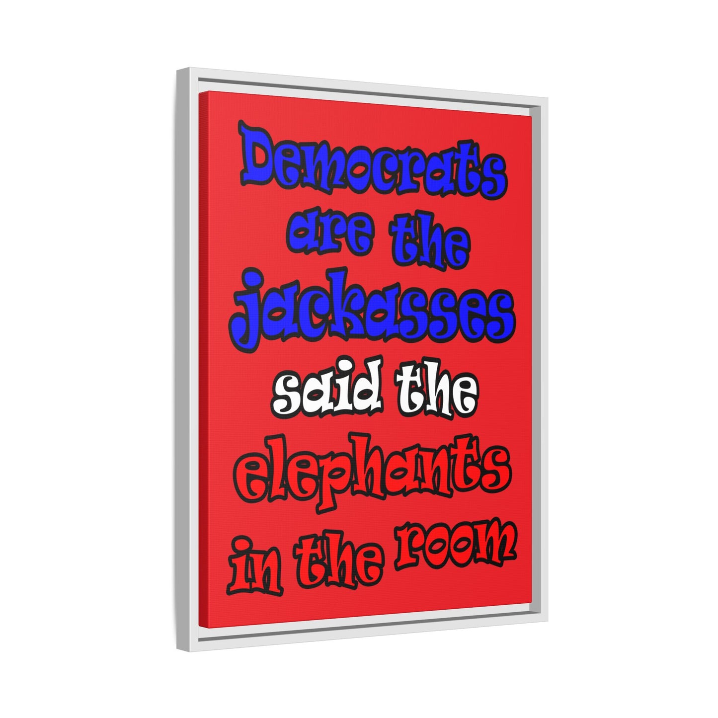donkeys and elephants - framed canvas art (red)