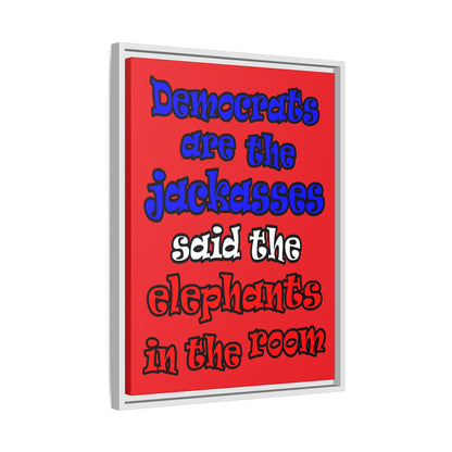 donkeys and elephants - framed canvas art (red)