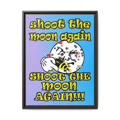 shoot the moon again - framed canvas art (light blue-purple wave)