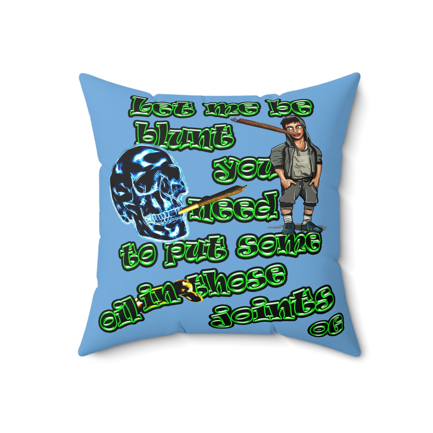 og - Faux Suede Square Pillow - (light blue)