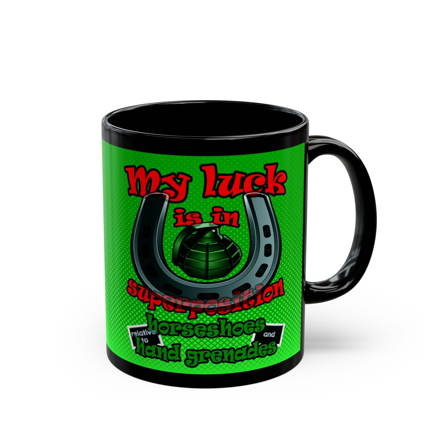 my luck - Black Mug (logo green)