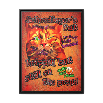schrodinger's cat - framed canvas art (burnt orange)