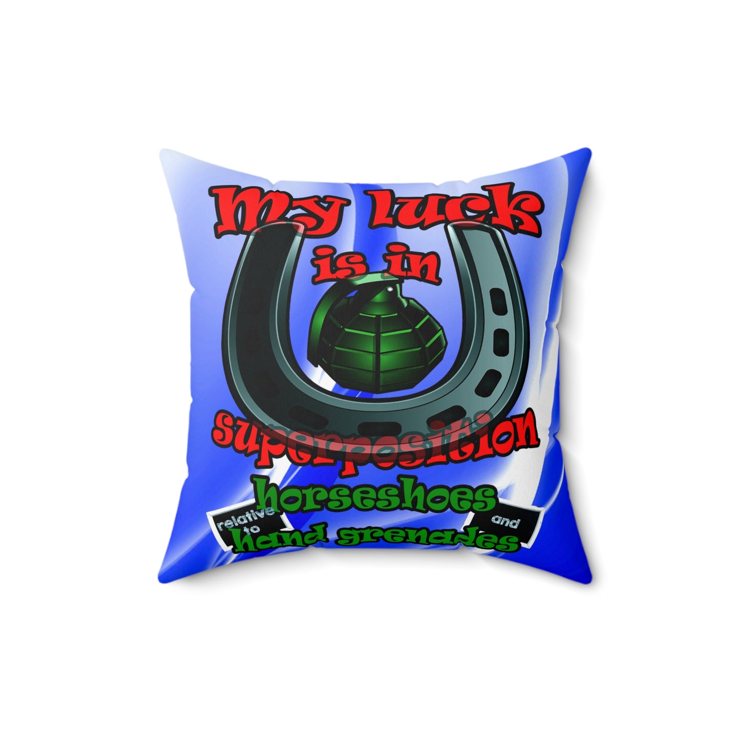 my luck - Spun Polyester Square Pillow - (blue-white wave)